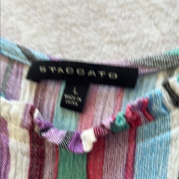 Staccato Colorful Striped Pink Purple and Blue Tiered Ruffle Sundress - Picture 2 of 12